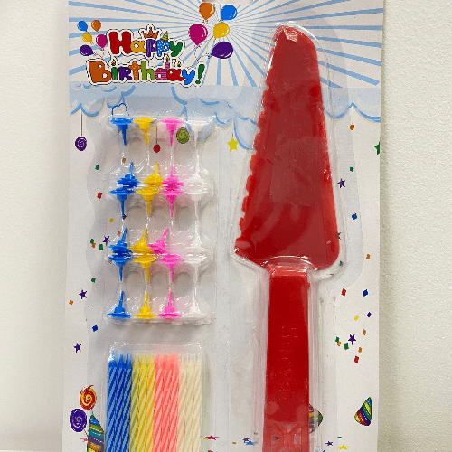 Happy Birthday Candle With Red Cake Spatula