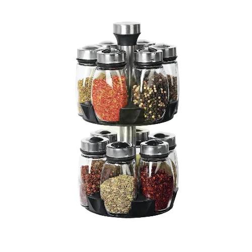 Royal Blue Spice Jar With Rotating Rack 12Pc