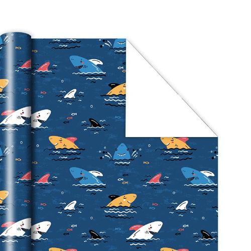 Dark Blue Gift Wrapping Paper With Animal And Animals