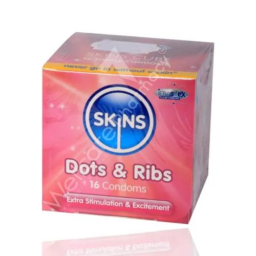 Skins Cube Dots & Ribs Lubricated Condoms 16'S