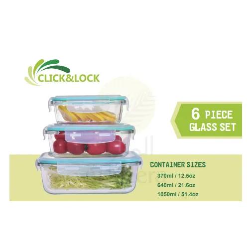 Smart Lock Glass Rectangular Food Container Set 6Pc