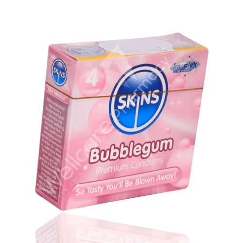 Skins Bubble Gum Flavoure Lubricated Condoms 4'S