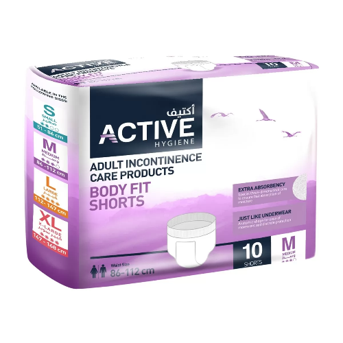 Active Adult Incontinence Body-Fit Shorts (Medium) - 10 Pieces