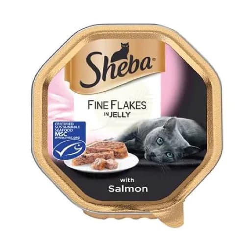 Sheba Fine Flakes Cat Food Tray Salmon In Jelly 85G