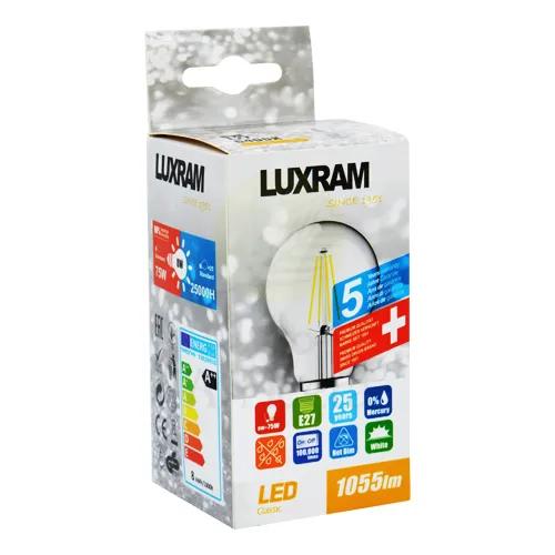 Luxram Led Gls Lamp E27 8W Dl Clear 6400K