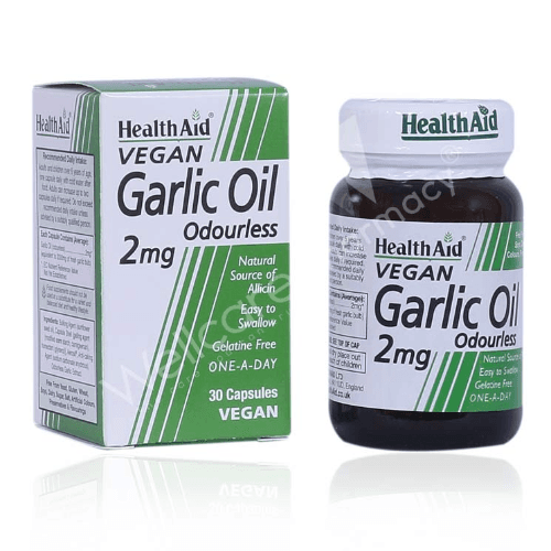 Health Aid Garlic Oil Odor Less 30 Capsules