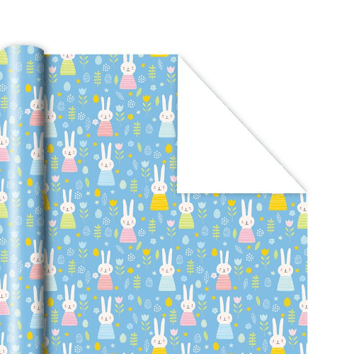Blue Gift Wrapping Paper With Rabbit Design
