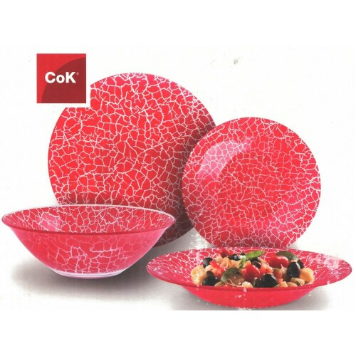 Cok Glassware 19 Pcs Dinner Set Red