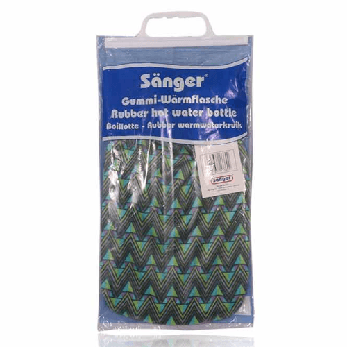 Sanger Velour Cover Zick Zack Hot Water Bag Turquise Green