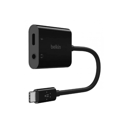 Belkin Rockstar 3.5mm Audio + USB-C Charge Adapter - Black