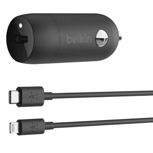 Belkin BoostCharge 20W USB-C PD Car Charger + USB-C To Lightning Cable