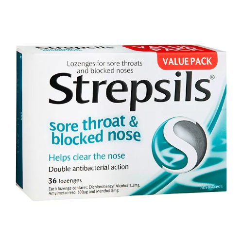 Strepsils Sore Throat & Blocked Nose (Menthol) - 36'S