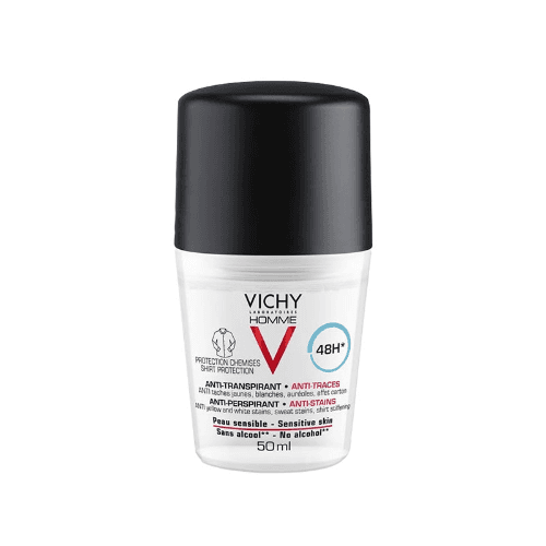 Vichy Deodorant Anti-Perspirant Anti-Stains Roll On 48 Hour 50ml
