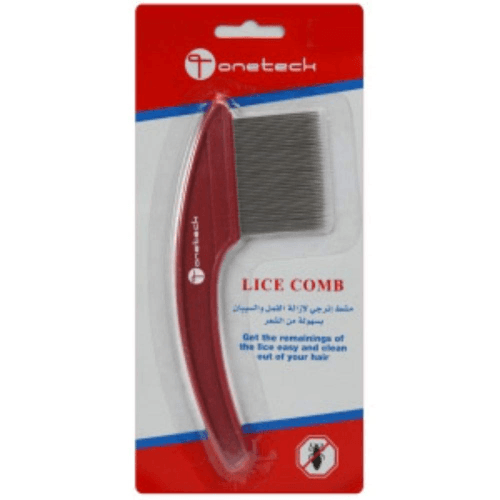 Onetech Lice Comb Red With Metal Teeth Blister