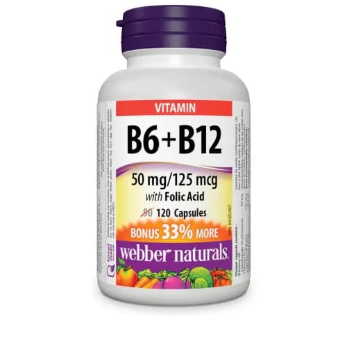 Webber Naturals Vitamin B6 B12 With Folic Acid 50 Mg/125 Mcg Cap