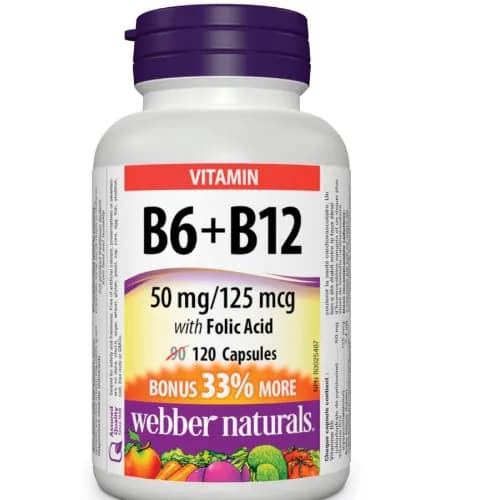 Webber Naturals Vitamin B6 B12 With Folic Acid 50 Mg/125 Mcg Cap