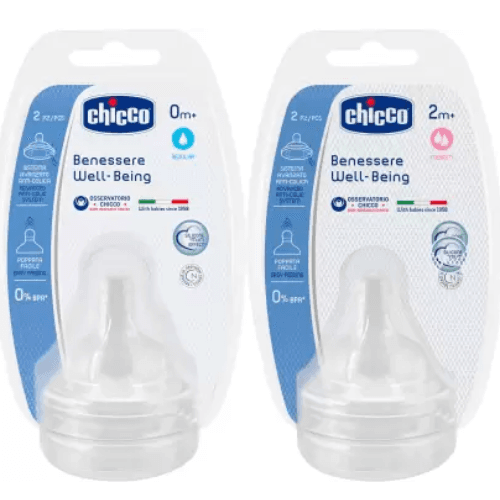 Chicco Well Being Silicone Nipple 0 Months Plus - 2 Pieces