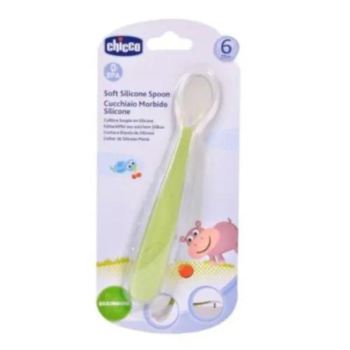 Chicco Soft Silicone Spoon 6 Months Plus Green Box