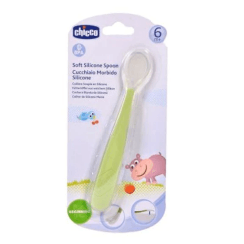 Chicco Soft Silicone Spoon 6 Months Plus Green Box