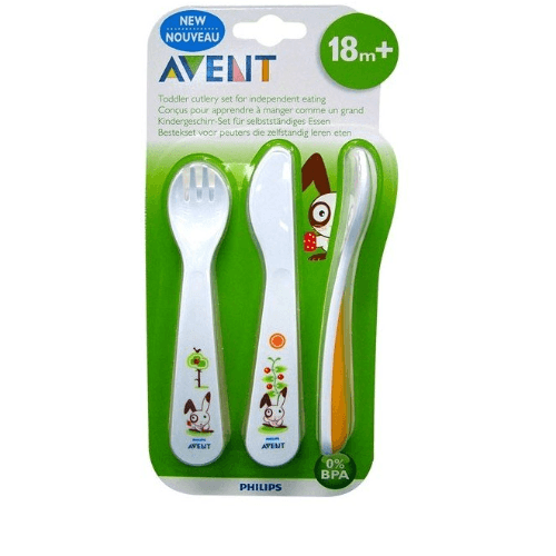 Avent Toddler Fork With Spoon And Knife 18 Month Plus Scf714-00