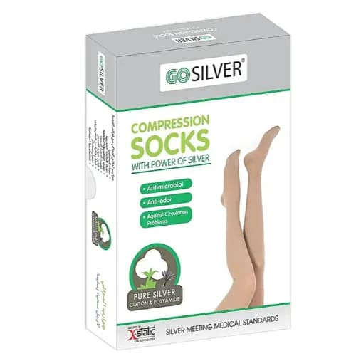 Go Silver Over Knee Conp Socks Open Toe With Silicon Size-7 (34-46)