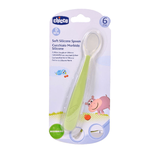 Chicco Soft Silicone Spoon 6 Months Plus Green Box