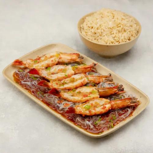 Steamed Garlic King Prawns