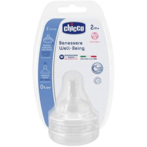 Chicco Well Being Silicone Nipple 2 Months Plus 2 Pieces