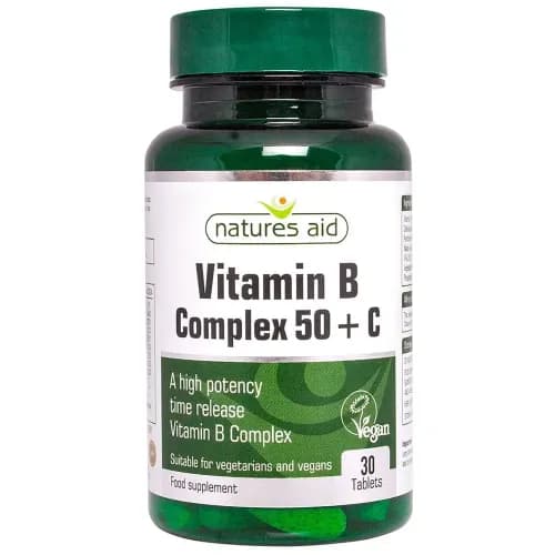 Natures Aid Vitamin B Complex 50 Plus Vitamin C Tab 30S