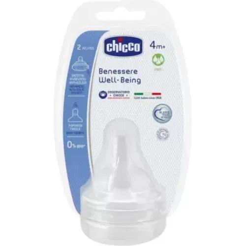 Chicco Well Being Silicone Nipple 4 Months Plus 2 Pieces