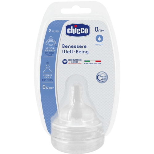 Chicco Well Being Silicone Nipple 6 Months Plus - 2 Pieces