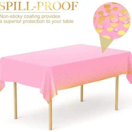 Pink With Gold Dots Tablecloth