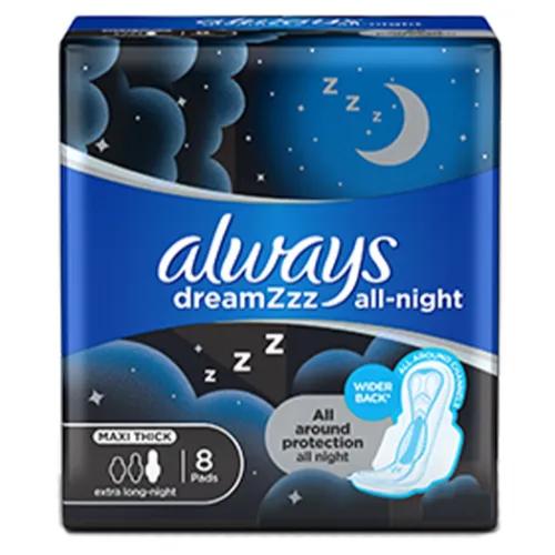 Always Dreamzzz Maxi Thick Night Pads With Wings 8 Per Pack