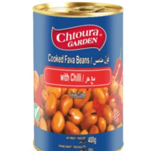 Chtoura Foods Cooked Fava Beans With Chili 400 Gr