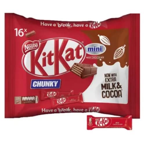 Kitkat Chunky Mini Milk Chocolate Bars 16 Pieces 250G