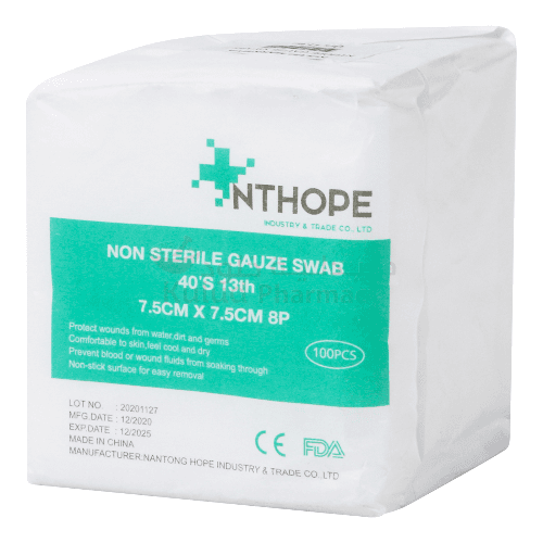 Nthope Gauze Swabs N/S 7.5X7.5Cm-8Ply 100S/Pack