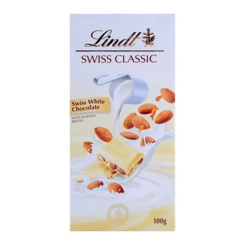 Lindt Swiss Classic White Chocolate Slab With Almond Brittles 100G