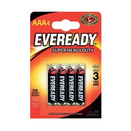 Eveready Super Heavy Duty Leak Resistant Aaa Batteries 4 Per Pack