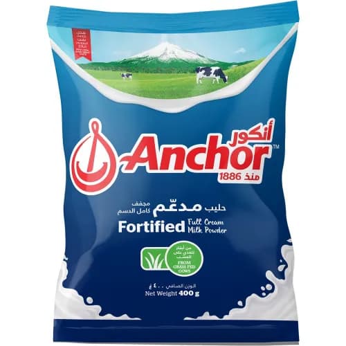 Anchor Fortified Milk Powder Full Cream - Preservatives Free 400 Gr