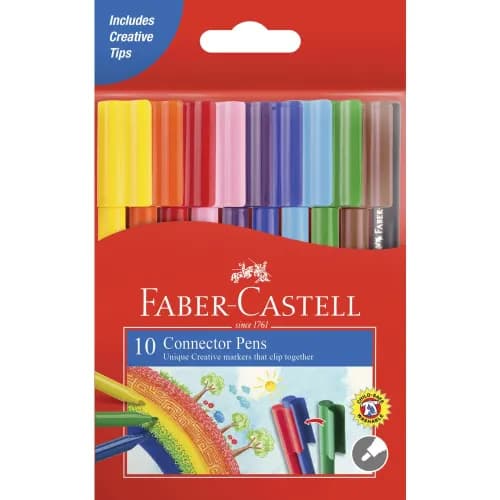 Faber-Castell Assorted Ink Felt Tip Connector Pens 10 Per Pack