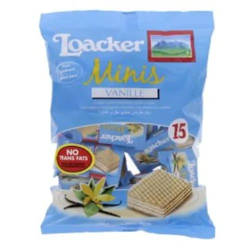 Loacker Mini Crispy Wafers Filled With Vanilla Cream - Trans Fat Free 15 Pieces 150G