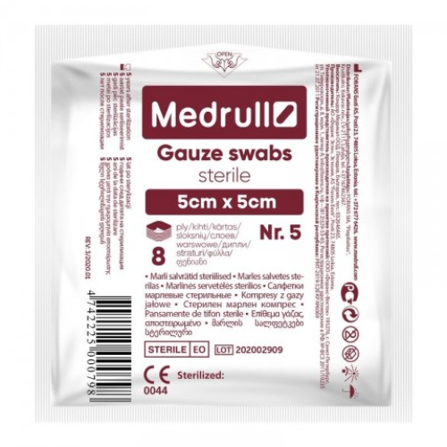 Medrull Gauze Swab Sterile (5X5 Cm) 8Ply N5