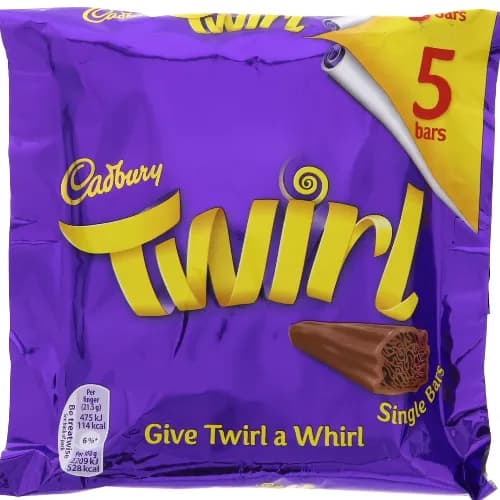 Cadbury Twirl Single Bars 5 X 21.5 Gr