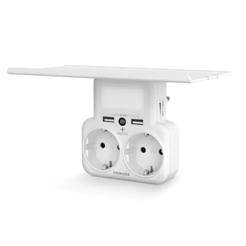 Promate Promate 5-in-1 Wall-mount Charging Station , 2 AC Sockets , Stand , White - EU Plug