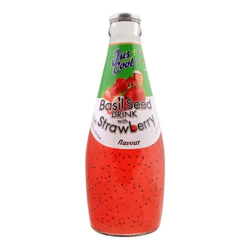 Jus Cool Basil Seed Drink Strawberry Flavor 300Ml