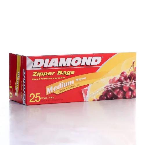 Diamond Medium Storage Zipper Bags (20.3X17.7Cm) 25 Per Pack