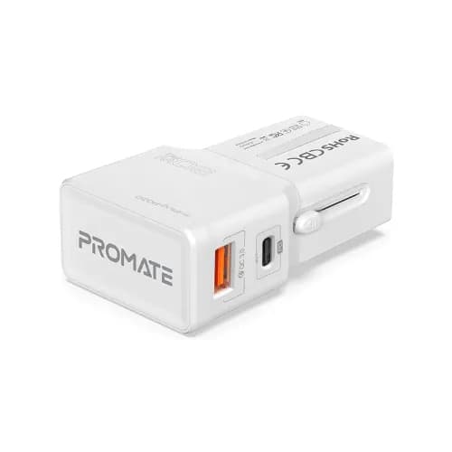 Promate Sleek Universal Power Plug With 18w Power Delivery & Quick Charge Qc3.0- White