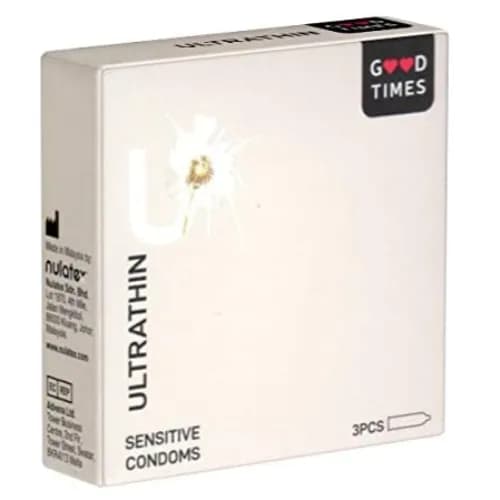 Good Times Ultra Thin Sensitive Condoms 53Mm 3 Per Pack