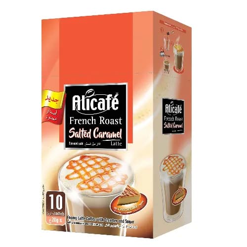 Alicafe French Roast Instant Latte Coffee Sachets With Salted Caramel & Cheesecake Flavor 10 X 20 Gr