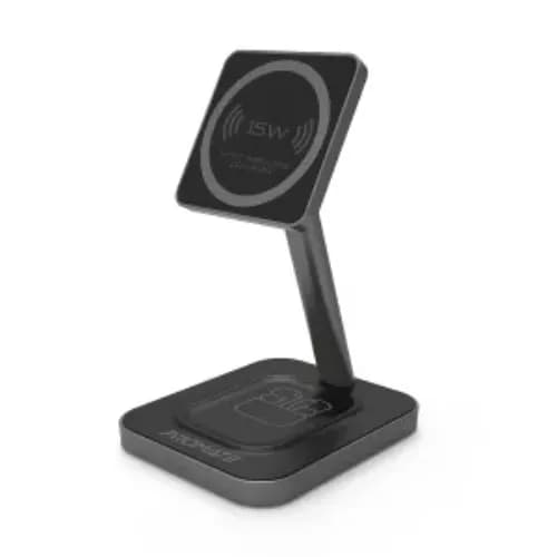 Promate 2-in-1 Wireless Charging Stand With 15w Magneoc Charger & 5w Qi Wireless Charger , Black